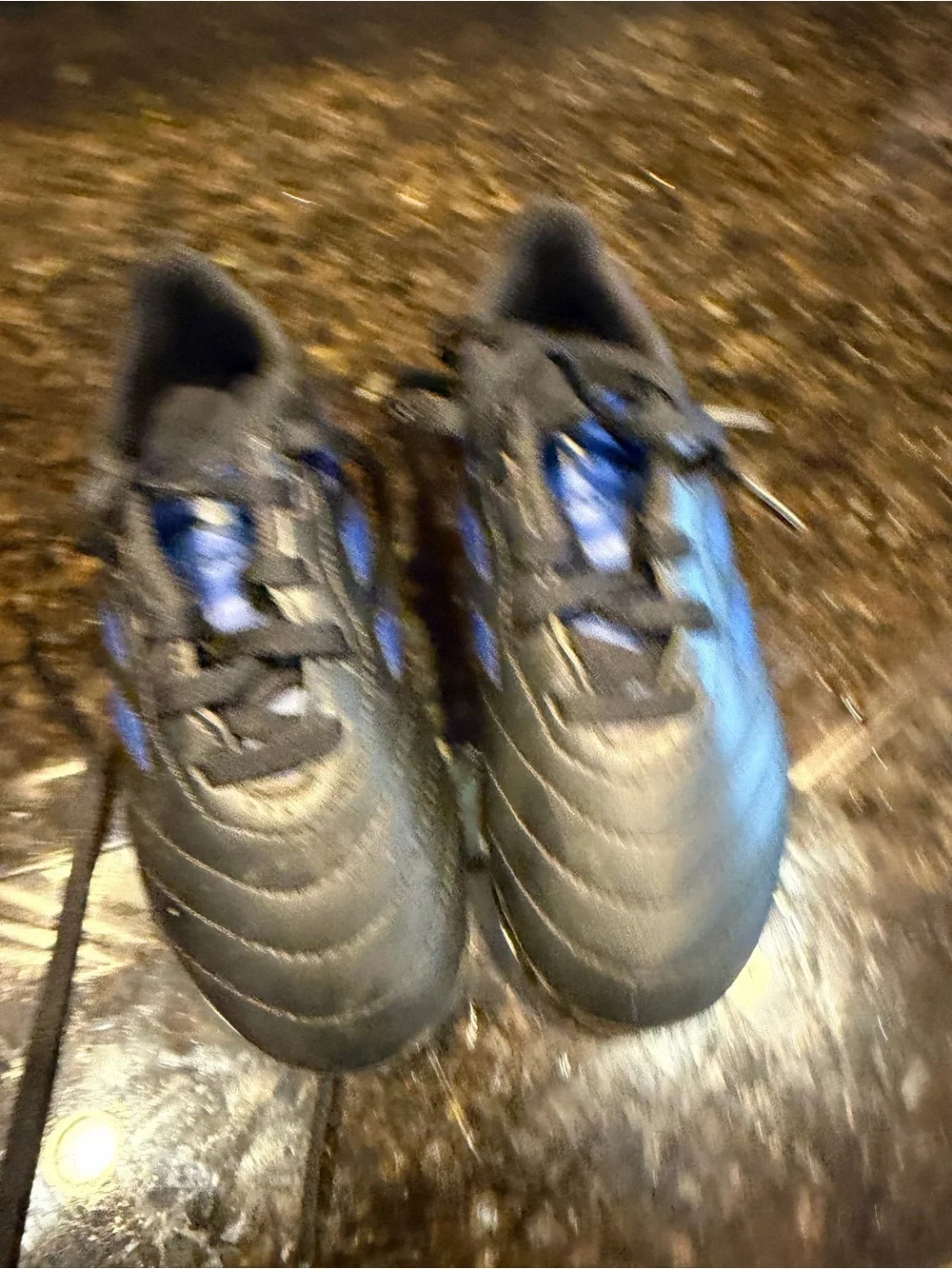 adidas Kids Black and Blue Lace-Up Boots